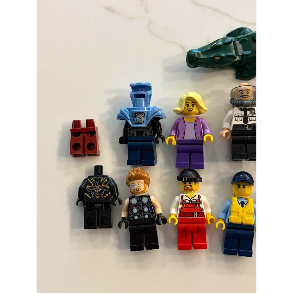 LEGO Minifigure Lot Marvel Green Goblin Thor Minecraft Steve Crocodile City - Picture 2 of 6